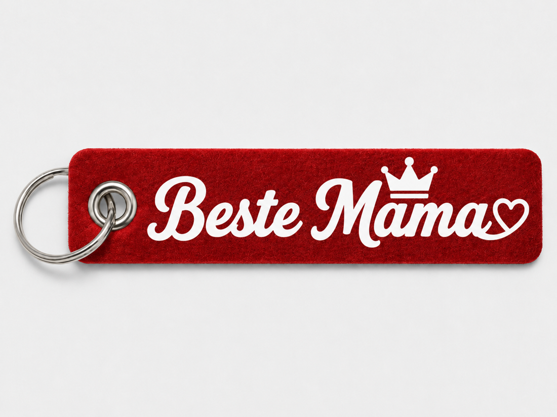 Personalisierter Filz-Schlüsselanhänger Beste Mama in Rot
