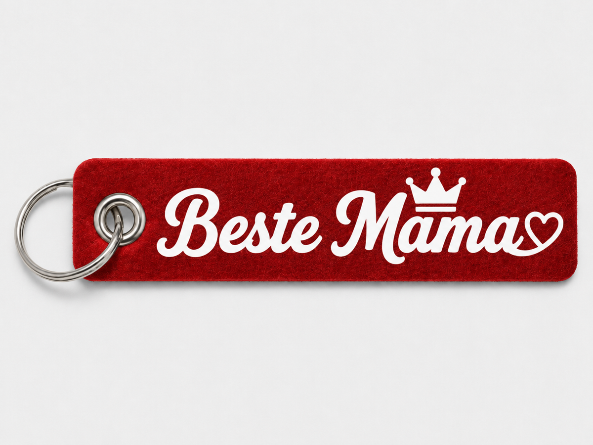 Personalisierter Filz-Schlüsselanhänger Beste Mama in Rot